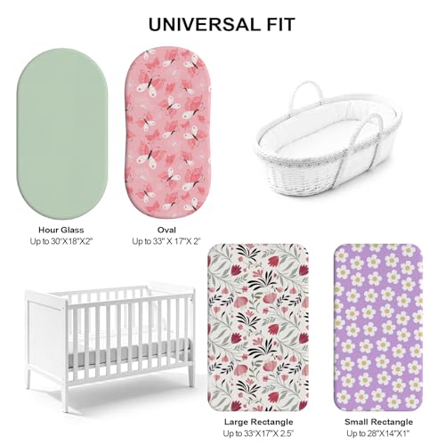 Image of Baby Bassinet Sheets for Baby Boy Girls,4-Pack Fitted Bassinet Sheets Set Compatible with Halo Bassinest Swivel Sleeper,Baby Delight,Angelbliss,32 inchX16 inch (Plant World)