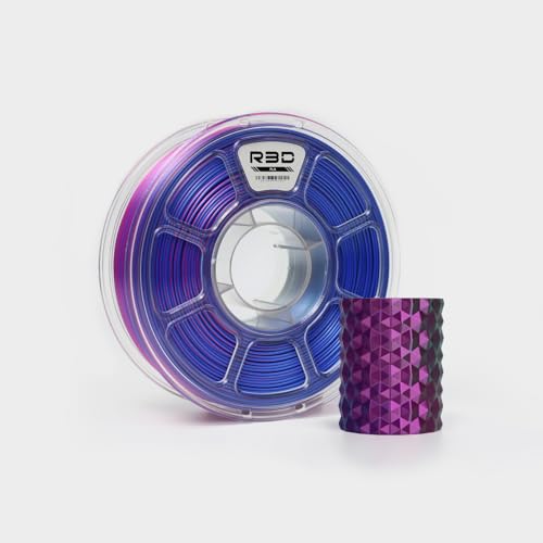 R3D Tri Color Silk PLA Filament, Co-Extrusion 3D Printer Filament 1.75mm, 30-370 mm/s High Speed PLA, Dimensional Accuracy +/- 0.02 mm, 1KG Plastic Spool (Silk Rose-Red-Green-Blue)