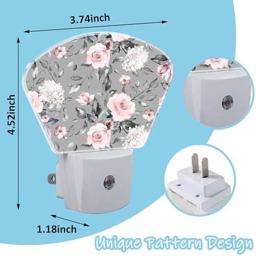 Image of Night Light Spring Flowers Plug-in LED Dusk-to-Dawn Sensor Soft Night Lamp,Suitable for Home Bedroom Bathroom Hallway Stairs