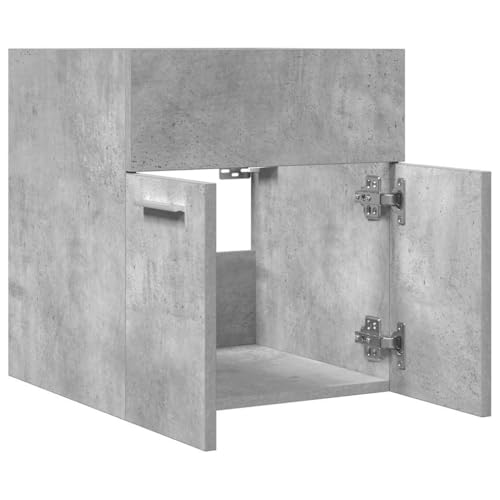 Armario para lavabo de baño gris hormigón con estructura compacta de madera de ingeniería 8
