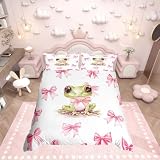 Design réversible tendance - Avec un joli motif 3D rose et blanc en forme de nœud papillon qui apporte une touche princesse rêveuse à n'importe quelle chambre. Le design réversible offre un rose uni de l'autre côté, vous offrant deux looks élégants en un seul ensemble pour rafraîchir facilement la décoration de votre chambre
