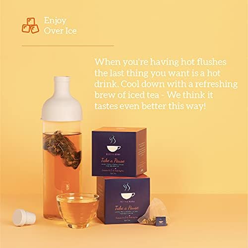 HOTTEA MAMA Take a Pause Menopause Tea 15 Bags | Raspberry Leaf, Ginseng, Green Tea, Gingko, Liquorice & Valerian | Whole Leaf Transition Tea for Peri & Post Menopause in Biodegradable Pyramid Bags |