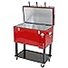 Clevr 68 Quart Qt Red Patio Cooler Ice Chest with Foosball Table Top, Portable Patio Party Bar Cold Drink Rolling Cart on Wheels with Tray Shelf,17 Gallon/ 65L Outdoor Rolling Beverage Cart