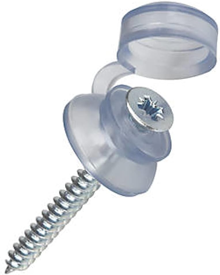 Merriway BH02184 (100 Pcs) Roofing Screw with Clear Waterproof Plastic Cap and Washer - Pack of 100 Pieces, Silver