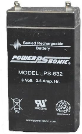 Power-Sonic PS-Series Sealed Lead-Acid Battery 6V 3.5 AH F1 Terminals (PS-632)