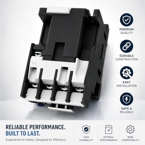 Image of SANAVYA 32A (3210) 220 /230VAC 50Hz Coil 3 Pole Power Contactor Switch Thermosetting Plastic DIN Rail Contactors for Electrical ON /Off 32A (3211)
