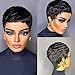 Tgezer Pixie Cut Wig Human Hair Short Bob Wig Short Layered Pixie Cut Wigs for Black Women Brazilian Remy Human Hair Glueless None Lace Front Wig Full Machine Made Black Color
