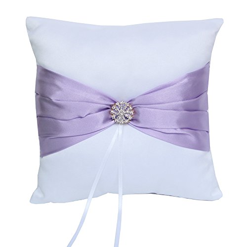 4Pcs Wedding Sets Flower Girl Basket + Ring Bearer Pillow + Guest Book With Pen + Pen Set Holder Decorated With Rhinestone For Rustic Bridal Wedding Shower Ceremony Anniversary-Lavender #TOP1