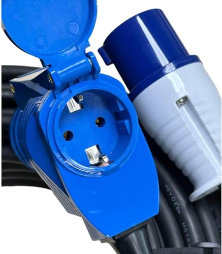 IntuiFlex CEE Verlängerungskabel 25m Set - CEE Winkelkupplung auf CEE Stecker + 2 Klettbänder - IP44 230V / 16A H07RN-F 3G 2,5 mm² für Camping, Boot, Camper, Wohnwagen - Landstromanschluss Wohnmobil