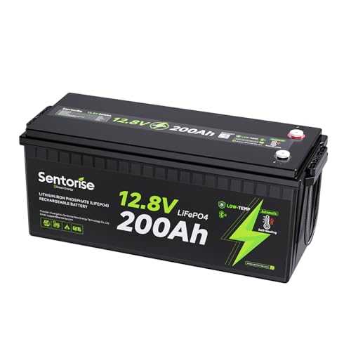 SENTORISE 12V 200Ah LiFePO4 Lithium Batterie, Mit Bluetooth Überwachung, Selbstbeheizung, Untertemperaturschutz, Und 200A BMS Batterien für RV Camping Car, Solarpanel, Golfwagen, Home Off-Grid-System