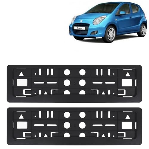 Image of KINGSWAY A Star Car Number Plate Frames for All 2008 to 2013 Models of Maruti Suzuki Car Registration Plate Holders, Black Licence Plate Covers (Front and Rear), Universal Size 51.5 x 14.5 cm