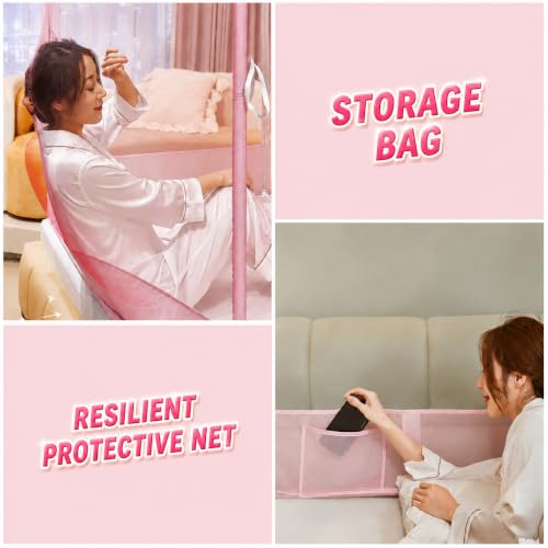 Image of Dawnwake Mosquito Net, Anti-Fall Mosquito Neting Bed for Babies /Adult /Outdoor,Portable Foldable Travel /Camping Mosquito Net Tent, Suit for King Size Bed (Pink, 200 * 180cm)