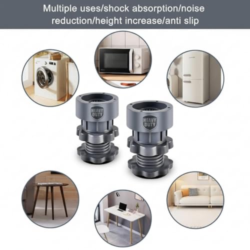 Image of Anti Vibration Pads for Washing Machine | Washing Machine Foot Pad 4 Pc Set | Noise-Cancelling Rubber | Height-Adjustable | Floor Trays | Set of 4 Pcs. (Height Adj. Anti Vibration Pad)