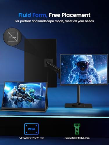 Monitor Portatile 2.5K 120Hz 16 Pollici Mobile Display Corpo in lega di alluminiocon con VESA & Custodia Protettiva, 2560 * 1600 16:10 1200:1 500Nits Schermo da Gioco per PC Laptop Telefon - Monitor - Immagine 5