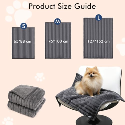 Wdmiya wasserdichte Hundedecke, 65x88cm Hundedecke für Mittelgroße & Kleiner Hunde, Haustier Decke Flauschig und Weich, Schutzdecke Hundesofa, Maschinenwaschbar Katzendecke für Unterwegs,Grau