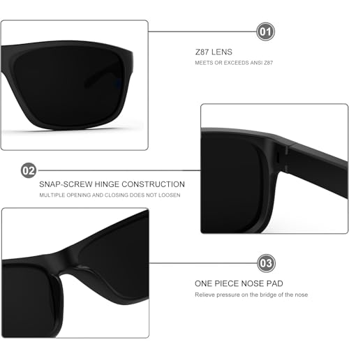 Image of WISTON XL Z87 Sunglasses for Men Women Wraparound Safety Sunglasses UV400 Protection TR90 Sports Rectangle Frame Z8247