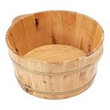 JIKDYAH Holz-Fußbadewanne aus Zypressenholz, Ø 36,5 cm, mit Griffen