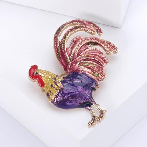 Image of Rooster Brooch Pins for Women, Chicken Brooch Pin, Cute Rooster Animal Brooch Lapel Pin, Bohemian Rooster Chicken Brooches Pins for Women Hat Bag Suit Dress Accessories