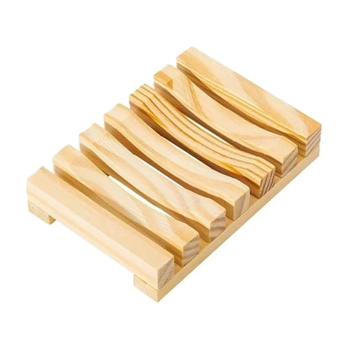 天然竹製石鹸箱皿 バスソープホルダー 竹製ケーストレイ 木製 排水ボックス 浴室 洗面所用具(Wooden 2)