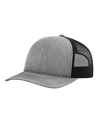 RICHARDSON 112 Mesh Back Trucker Cap Snapback Hat, Heather/Black