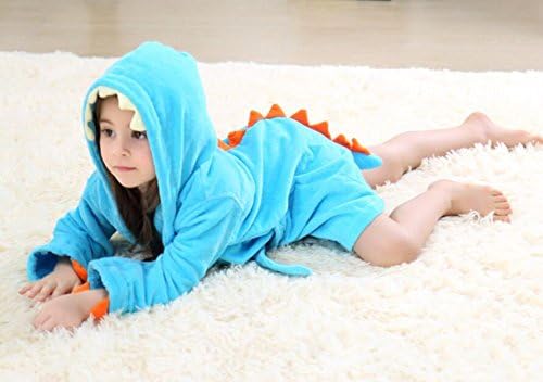 Miniatura 3 de Bata de baño para niños y niñas, toalla de algodón con capucha de animal y dinosaurio