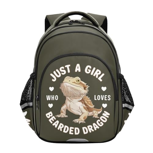 Bearded Dragon Backpack for Kids Elementary School Bag Boys Girls Bookbag Travel Backpack Daypack