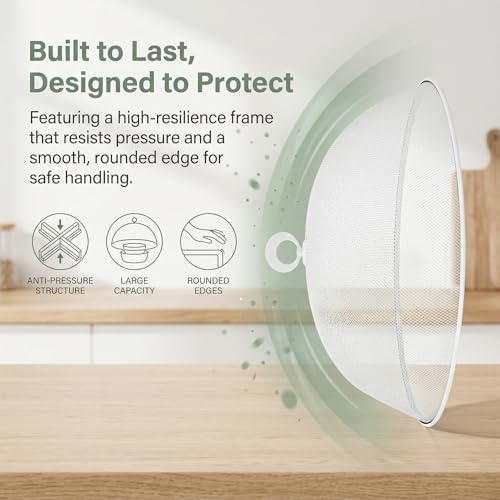 MAGICLULU 2-Pack Metal Mesh Food Covers, 11.8-Inch Net Dome Plate Fly Tents, Outdoor Plant Seedling Protectors for Picnic, BBQ, Garden and Kitchen (Black, White) by MAGICLULU - Used condition - Image 4