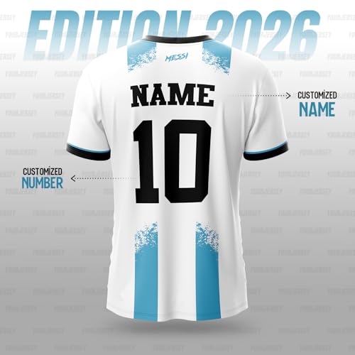 Image of YOURJERSEY Football World Cup 2026 Football Jersey All Team Jersey Custom Name & Number Print | Fan Personalised T-Shirt Sizes for Kids 2Y to Adults 4XL