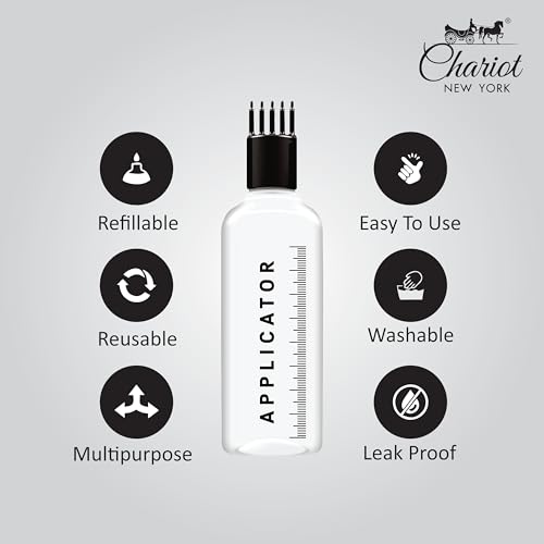 Image of Chariot New York Hair Root Applicator Bottle with Comb Cap for Applying Hair Oil, Shampoo and Medicine (Pack of 50)