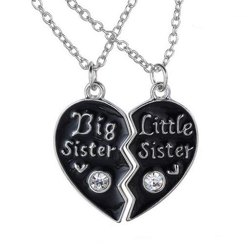 YUnnuopromiWomen's Necklace Pendants Long Chain Necklaces Broken Heart Puzzle Charms Jewelry Black