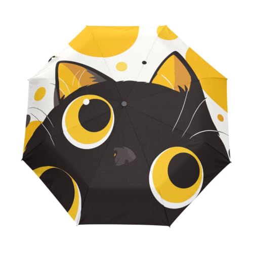 Parapluie pliable automatique chat noir coupe-vent pour ne plus jamais subir les averses en voyage
