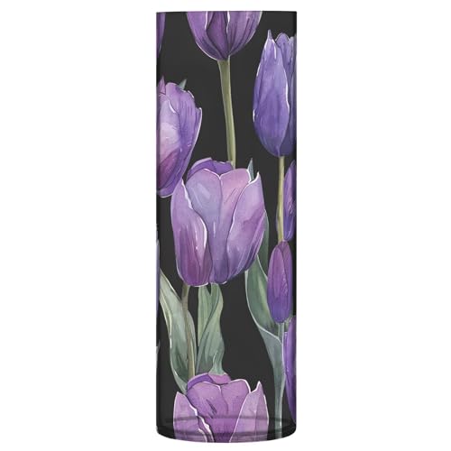 SKYSHU Tulipano, vaso cilindrico in plastica per bouquet di piante, 1 pezzo, infrangibile, alto, trasparente, per centrotavola per matrimoni, casa, scuola, ufficio, 30 x 9 cm