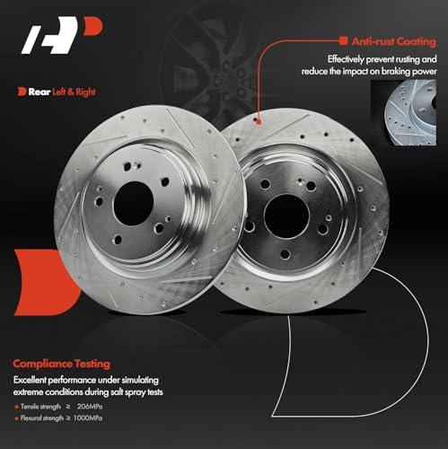 A-Premium 12.98 In (329.7mm) Rear Brake Rotors & Ceramic Pads Kit, 6-Pack by A-Premium - Used condition - Image 4