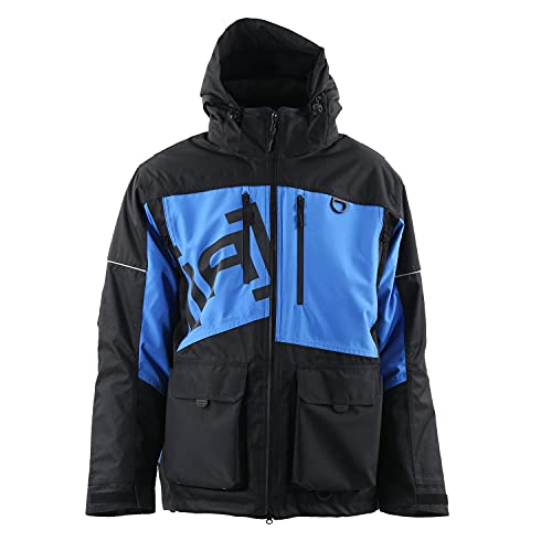 ICEARMOR Defender Ice Fishing Parka Black/Blue Waterproof Insulated Float Coat with Motion Float Safety for Extreme Cold Use