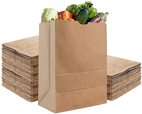 Stock Your Home 52 Lb Kraft Brown Paper Bags (100 Count) - Kraft Brown Paper Grocery Bags Bulk - Large Paper Bags for Grocery Shopping
