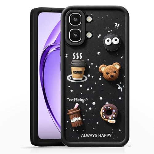 Image of Bintage case Cute Fun Taddy| 3D Ball Bear| Donut| Coffee Rubber Case Full Body & Camera Protection Back Cover Compatible for Tecno Spark Go 3 - Black