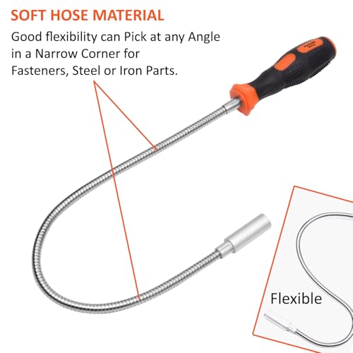 Image of Harden 24 inch (60cm) Flexible Magnetic Pickup Tool Capacity 2.5kg - 660245 | High-Power Magnet | Bendable Hose | Reaches Narrow Corners | For Car, Home & Machine Use | Retrieves Nails & Screws