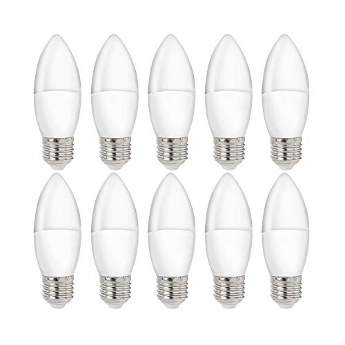 Lot de 10 ampoules LED flamme 4 W = 32 W E27 mat 200 ° Blanc froid 6000 K Lumière du jour