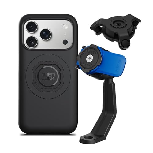 Image of Quad Lock Mirror Stem Motorcycle Phone Mount with Vibration Dampener and MAG Phone Case for iPhone 17 Pro
