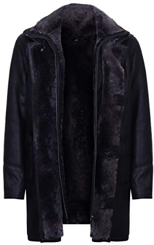 Men's Warm Black Nappa Leather Shearling Sheepskin Coat2