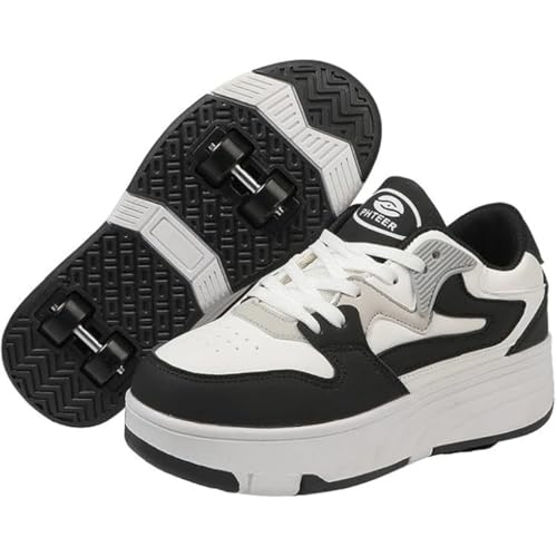 DUE IN UNO SCARPE SPORTIVE MULTIFUNZIONALI: I pattini a rotelle non sono solo un paio di normali scarpe sportive o da passeggio, ma anche un pattino a rotelle che può essere cambiato in qualsiasi momento e in qualsiasi luogo.Il regalo perfetto per i bambini: scarpe multifunzionali con rotelle, facili da imparare e da far scorrere, perfette per i regali di compleanno e di Natale.