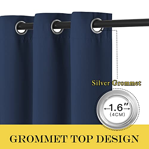 NICETOWN Blackout Navy Curtain Drape for Windows 84" Long - Room Darkening Energy Saving Thermal Insulated Solid Grommet Window Treatment for Living Room (Navy, 1 Panel, 66 by 84-Inch)