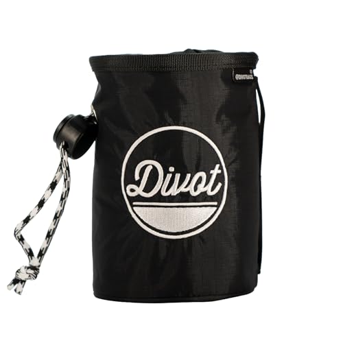 Divot Bags | Convenient Pouch to Hold Sand and Seed Mix for Fixing Divots While Golfing | Bag Easily Attaches to Golf Bag or Push Cart | Allows Golfers to Carry Divot Mix While Walking (Black)