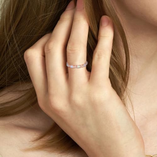 Opal Ring for Women Rose Gold Plated 925 Sterling Silver Opal Engagement Wedding Promise Rings Jewelry Gifts for Her3