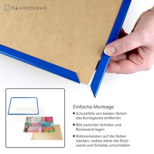 Cadre photo bleu RahmenMax Texas 75x77 cm en plastique avec verre acrylique