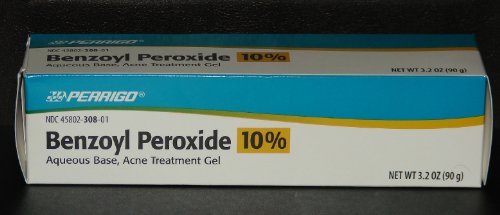 Perrigo 10% Benzoyl Peroxide Acne Treatment Gel, 90gm Tube, clear, 3.2 Ounce