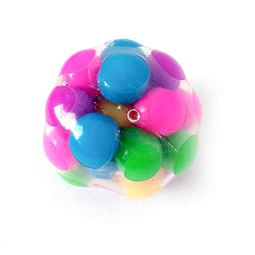 Squishy Stress Balls Toy, Sensory Fidget Toy Rainbow Stress DNA Colorful Beads, Stress Balls