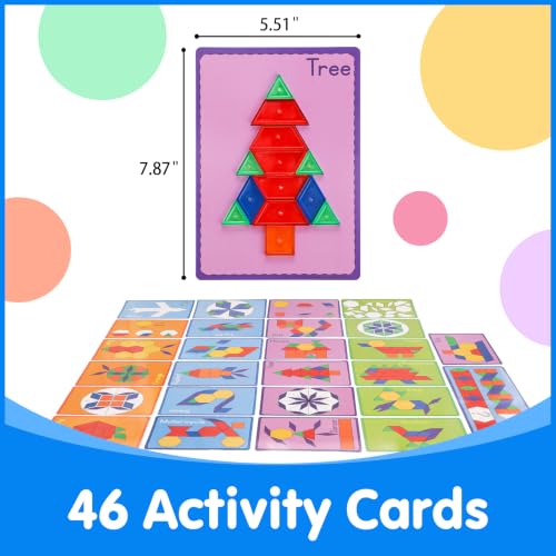 Image of 140 Pcs Translucent Pattern Blocks,Geometric Shapes,Light Table Accessories