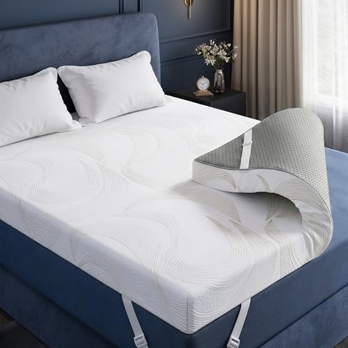 Klyvvo Surmatelas 160x200 memoire de Forme de Gel, 7,5 cm Épaisseur, Moelleux & Respirant, Housse Amovible Lavable, 100 Jours Test Sommeil, sur Matelas 2 Personnes, pour Camping-Car, Boxspring