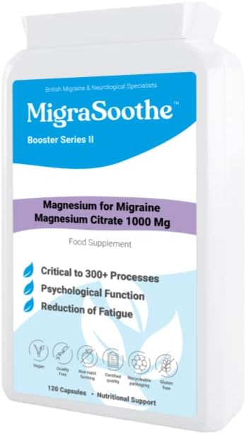 Magnesium MigraSoothe Boooster II – Supera absorbable Magnesium to Support Migraine Relief in conjuntion with MigraSoothe Riboflavin Products (120)